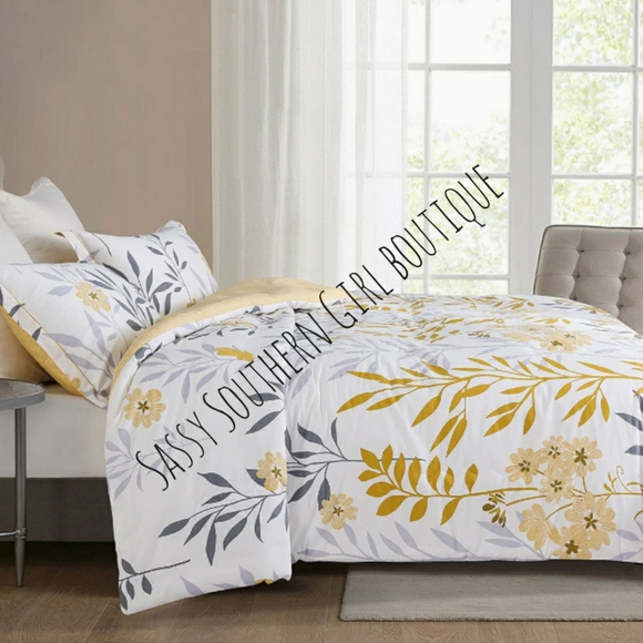 🆕⭐White yellow floral cotton reversible comforter set - Picture 6 of 11